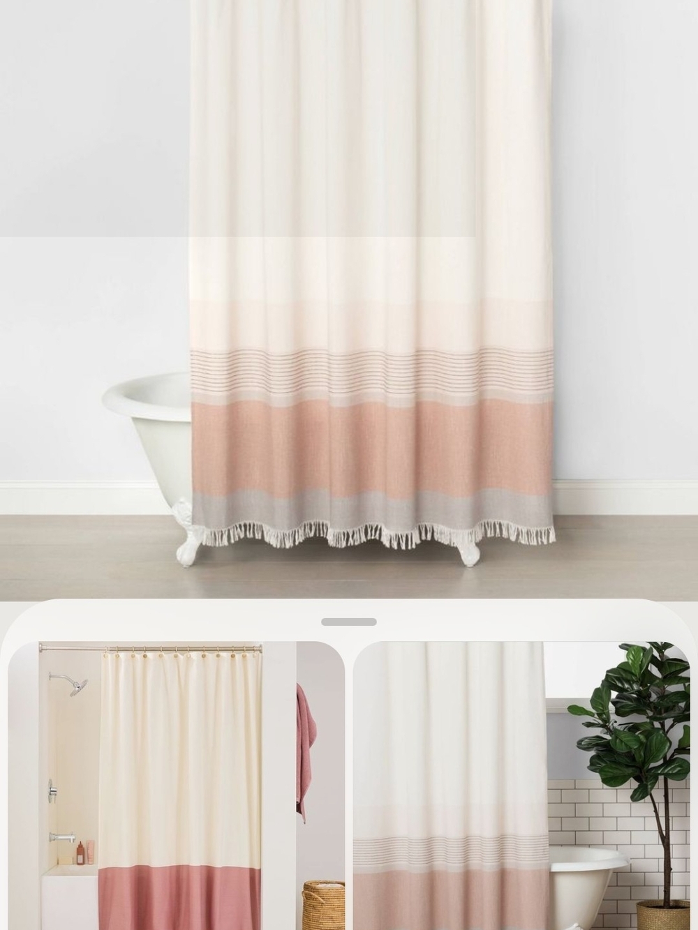 Hearth And Hand Cream and Blush Striped Cotton Shower Curtain